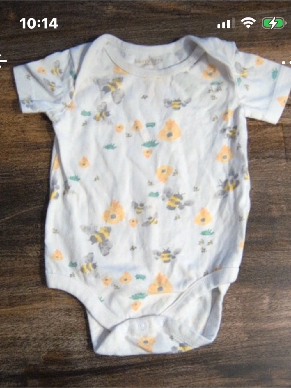 Burt's Bees White Baby Bodysuit with Yellow Bee & Gray Accents